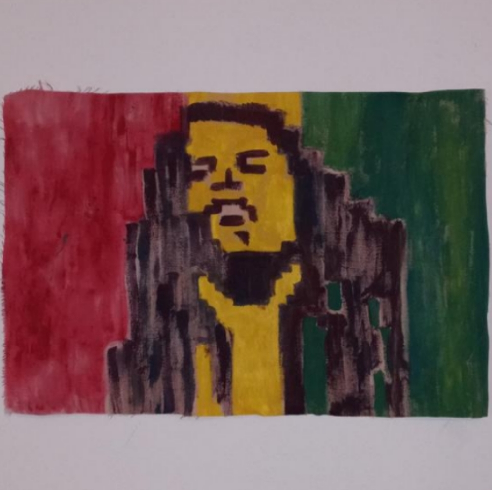 Rastafari Bob Marley Hand Painted Fabric for jeans jacket wall decor Rasta Art